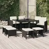 Image de vidaXL Ensemble à manger de jardin 9 pcs avec coussins - Résine tressée noir