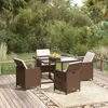 Image de vidaXL Ensemble à dîner de jardin avec coussins 5 pcs - Brun