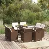 Image de vidaXL Ensemble à manger de jardin et coussins 9 pcs - Marron