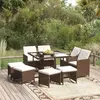 Image de vidaXL Ensemble à manger 9 pcs Poly rotin - Marron