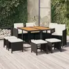 Image de vidaXL Ensemble à manger coussins 9 pcs - Noir