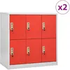 Image de vidaXL Armoires à casiers 2 pcs Gris/Rouge