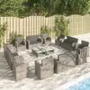 Image de vidaXL Salon de jardin 16 pcs - Résine tressée Gris