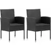 Image de vidaXL Chaises de jardin avec coussins noir lot de 2 résine tressée