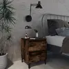 Image de vidaXL Tables de Chevet Pieds en Métal - Chêne Fumé