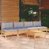 Image de Salon de jardin 5 pcs avec coussins gris