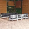 Image de vidaXL Salon de jardin 9 pièces - Blanc