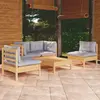 Image de vidaXL Salon de jardin 5 pcs - Gris