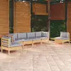 Image de vidaXL Salon de jardin 6 pcs avec coussins - Gris Bois de pin massif