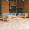 Image de VIDAXL Salon de jardin 7 pcs avec coussins gris - Bois de pin massif