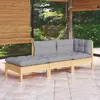 Image de vidaXL Salon de jardin 3 pièces avec coussins - Bois de pin massif