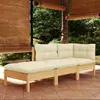Image de vidaXL Salon de jardin 3 pcs avec coussins Crème