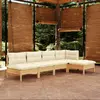 Image de vidaXL Salon de jardin 5 pcs avec coussins crème bois de pin