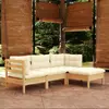 Image de vidaXL Salon de jardin 4 pcs avec coussins - Crème