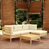 Image de VIDAXL Salon de jardin 5 pcs avec coussins crème - Bois de pin