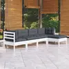 Image de vidaXL Salon de jardin 5 pcs - Blanc