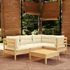 Image de vidaXL Salon de jardin 5 pcs - Crème