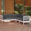 Image de vidaXL Salon de jardin 5 pcs - Blanc