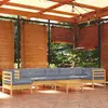 Image de vidaXL Salon de jardin 9 pcs - Gris Bois de pin massif