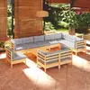 Image de VidaXL Salon de jardin 11 pcs - Coussin gris bois de pin