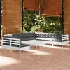 Image de vidaXL Salon de jardin 10 pcs avec coussins blanc