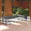 Image de vidaXL Salon de jardin 11 pcs Blanc