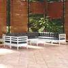 Image de vidaXL Salon de jardin 11 pcs - Blanc - Bois de pin massif