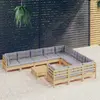 Image de vidaXL Salon de jardin 11 pcs avec coussins gris bois de pin