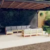 Image de vidaXL Salon de jardin - 11 pcs, bois de pin coussins gris