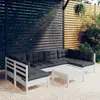 Image de vidaXL Salon de jardin 7 pcs avec coussins - Blanc
