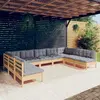 Image de vidaXL Salon de jardin 9 pcs Bois de pin gris