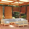 Image de vidaXL Salon de jardin 9 pcs avec coussins - Gris bois de pin massif