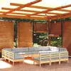 Image de vidaXL Salon de jardin 14 pcs avec coussins - Gris bois de pin solide