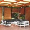 Image de vidaXL Salon de jardin 12 pcs avec coussins - Blanc bois de pin