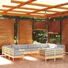 Image de vidaXL Salon de jardin 12 pcs avec coussins - Gris Bois de pin massif
