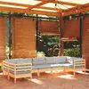Image de vidaXL Salon de jardin 7 pcs avec coussins - Bois de pin - Gris