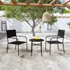 Image de Ensemble à manger de jardin vidaXL - 3 pcs - Résine tressée noir