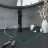 Image de vidaXL Lavabo verre avec robinet et drain à poussoir