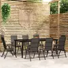 Image de vidaXL Ensemble à manger de jardin 9 pcs - Noir