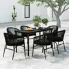 Image de vidaXL Ensemble à manger de jardin 7 pcs Noir