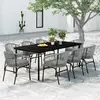 Image de Ensemble à Manger vidaXL Résine Tressée - 9 pcs Gris