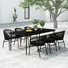 Image de vidaXL Ensemble à manger de jardin 7 pcs Noir