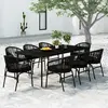 Image de vidaXL Ensemble de salle à manger de jardin 9 pcs Noir