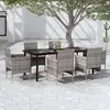 Image de vidaXL Ensemble à manger de jardin coussins 7pcs - Gris et Noir