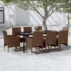 Image de vidaXL Ensemble à manger de jardin coussins 9 pcs - Marron/Noir