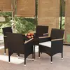Image de vidaXL Ensemble à manger de jardin avec coussins 5 pcs - Résine tressée - Noir
