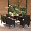 Image de Ensemble à manger verre trempé vidaXL 9 pcs - Noir