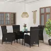 Image de vidaXL Ensemble à manger de jardin avec coussins 5 pièces - Noir