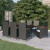 Image de vidaXL Ensemble de salle à manger 9 pcs - Résine tressée Noire