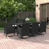 Image de vidaXL Ensemble à manger jardin coussins 9 pcs résine tressée